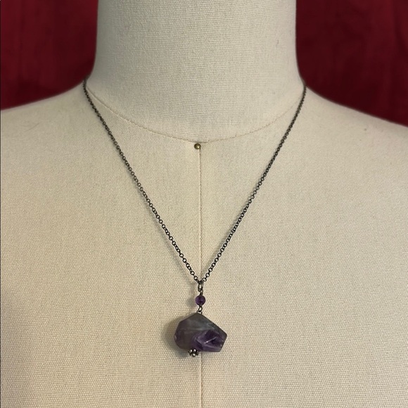 Handmade Jewelry - Purple Amethyst Raw Stone Necklace